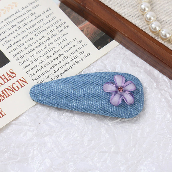 Women's Alloy Denim Blue Little Flower Rhinestone Hairpin Set With Diamonds