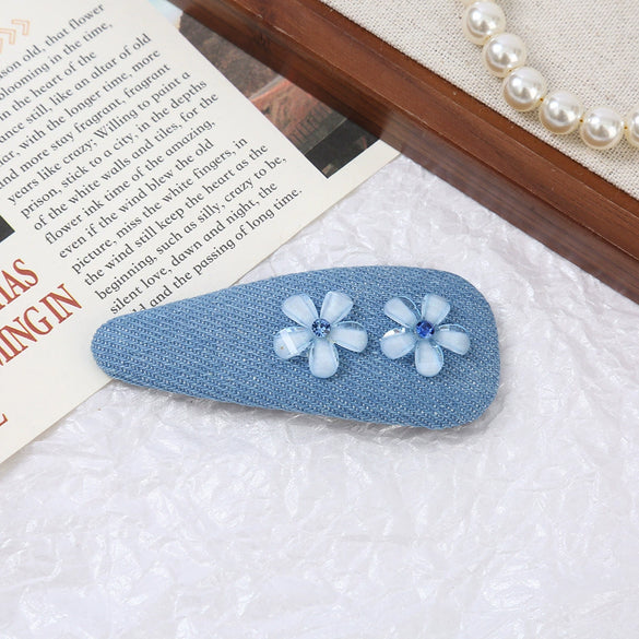 Women's Alloy Denim Blue Little Flower Rhinestone Hairpin Set With Diamonds