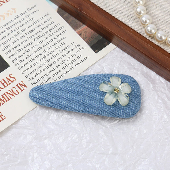 Women's Alloy Denim Blue Little Flower Rhinestone Hairpin Set With Diamonds