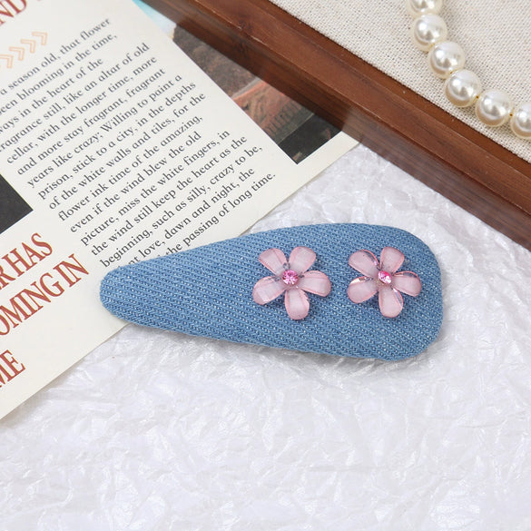 Women's Alloy Denim Blue Little Flower Rhinestone Hairpin Set With Diamonds