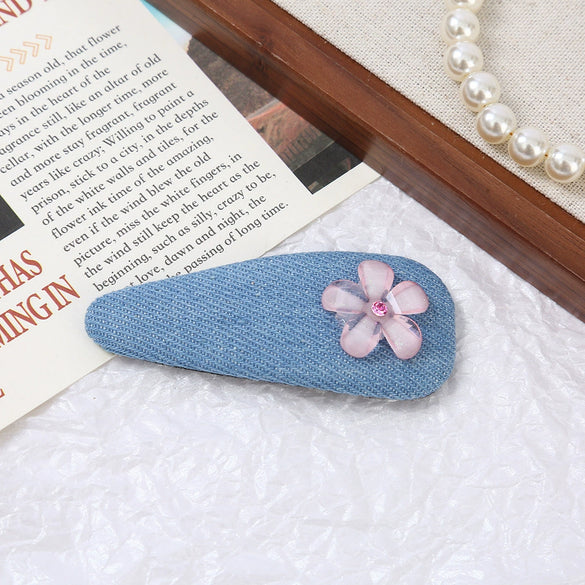 Women's Alloy Denim Blue Little Flower Rhinestone Hairpin Set With Diamonds