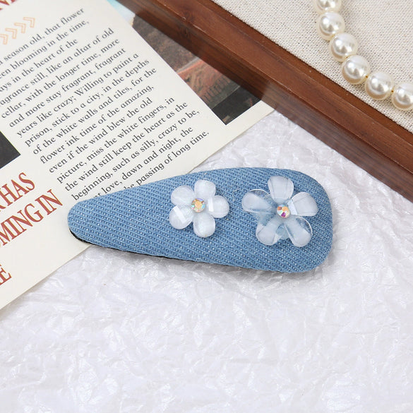 Women's Alloy Denim Blue Little Flower Rhinestone Hairpin Set With Diamonds