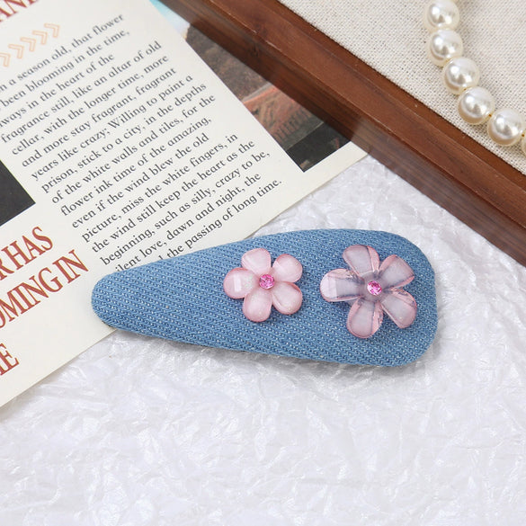 Women's Alloy Denim Blue Little Flower Rhinestone Hairpin Set With Diamonds