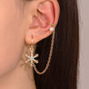 Women's Alloy Diamond Geometric Snowflake Ear Clip Long Chain Earrings Ins Style Light Luxury