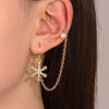 Women's Alloy Diamond Geometric Snowflake Ear Clip Long Chain Earrings Ins Style Light Luxury