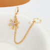 Women's Alloy Diamond Geometric Snowflake Ear Clip Long Chain Earrings Ins Style Light Luxury