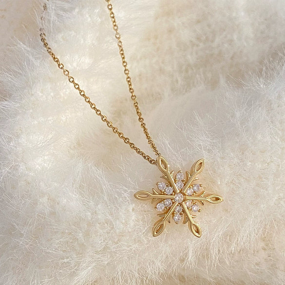 Women's Alloy Diamond Geometric Snowflake Necklace Ins Style Long Tassel Clavicle Chain