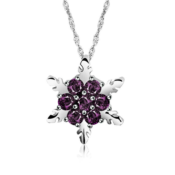 Women's Alloy Diamond Geometric Snowflake Necklace Ins Style Long Tassel Clavicle Chain