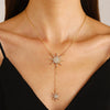Women's Alloy Diamond Geometric Snowflake Necklace Ins Style Long Tassel Clavicle Chain