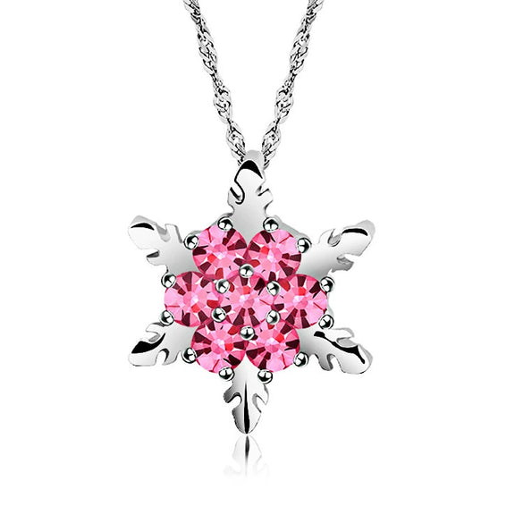 Women's Alloy Diamond Geometric Snowflake Necklace Ins Style Long Tassel Clavicle Chain