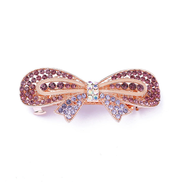 Women's Alloy Diamond Spring Clip Hairpin With Bow Design