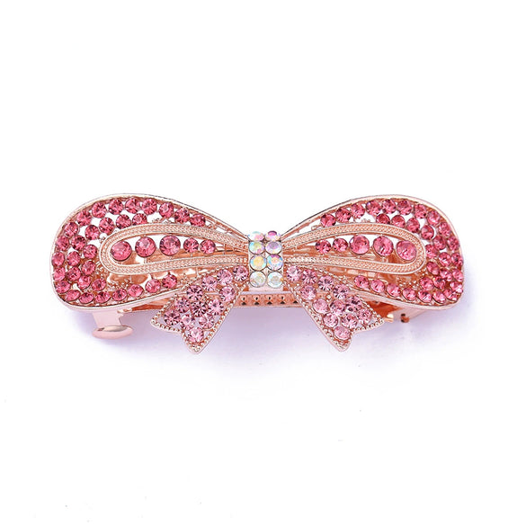 Women's Alloy Diamond Spring Clip Hairpin With Bow Design
