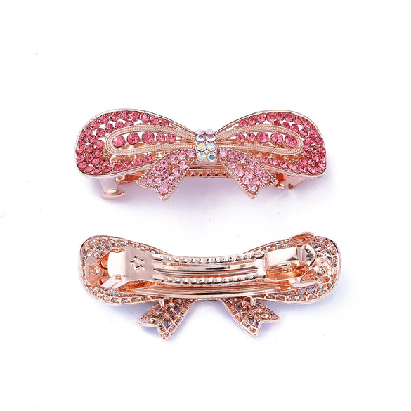 Women's Alloy Diamond Spring Clip Hairpin With Bow Design