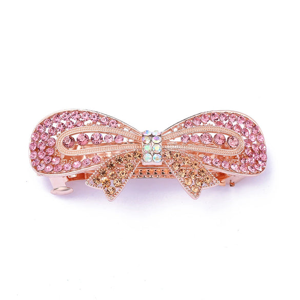 Women's Alloy Diamond Spring Clip Hairpin With Bow Design