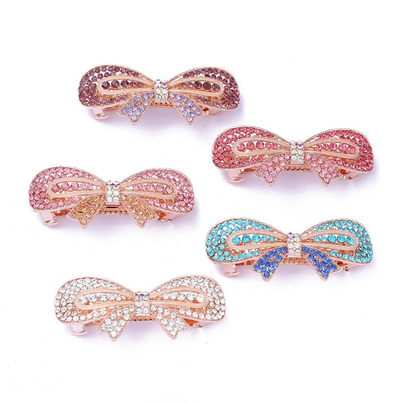Women's Alloy Diamond Spring Clip Hairpin With Bow Design