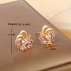 Women's Alloy Diamondencrusted Artificial Flower Earrings Electroplated