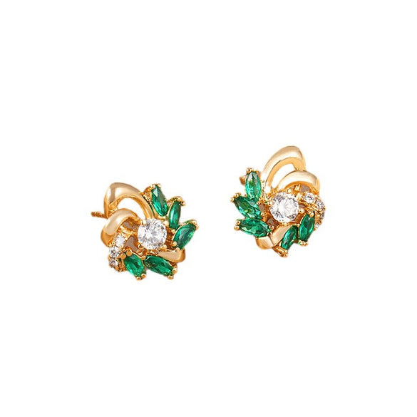 Women's Alloy Diamondencrusted Artificial Flower Earrings Electroplated