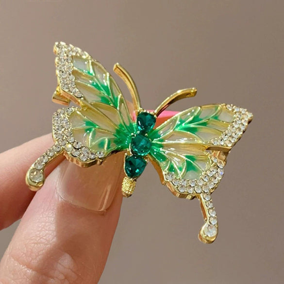 Women's Alloy Diamondencrusted Butterfly Brooch Electroplated Luxury Elegant Clothes Accessory