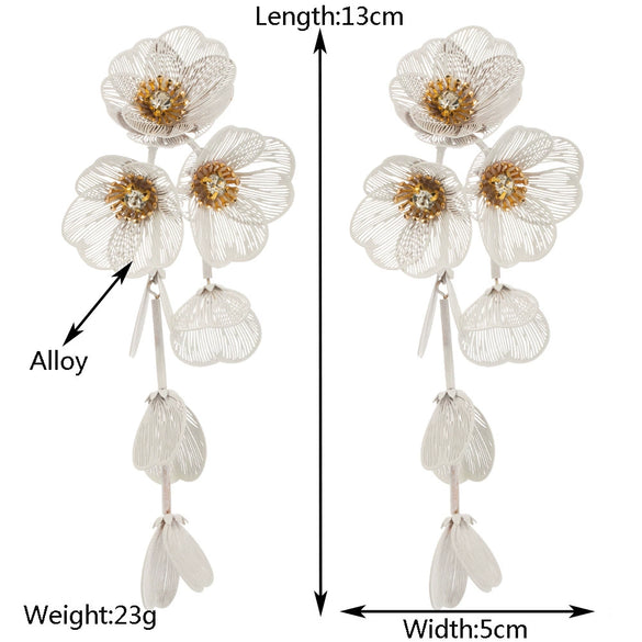 Women's Alloy Dopamine Multilayer Flower Earrings With Diamond Design