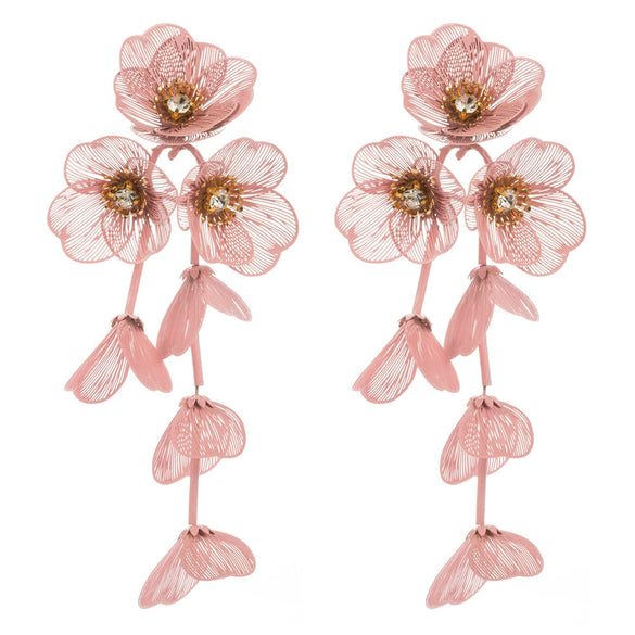Women's Alloy Dopamine Multilayer Flower Earrings With Diamond Design