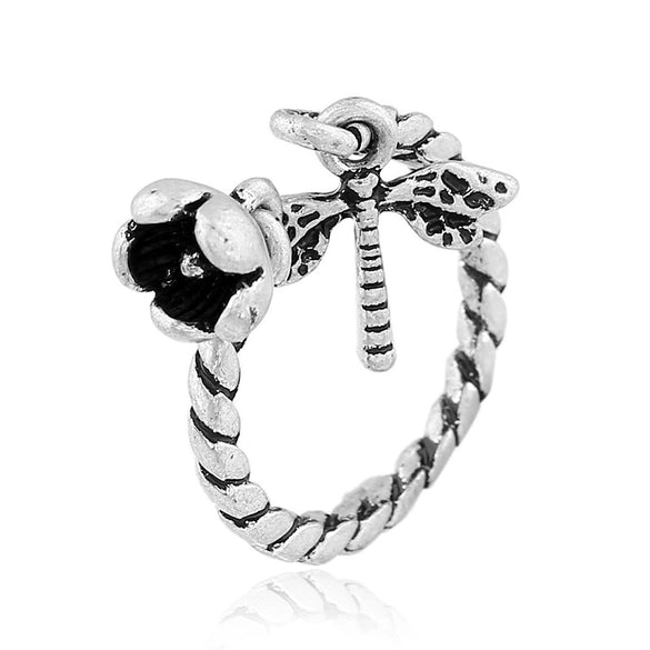 Women's Alloy Drop Shape Dripping Oil Open Letter Adjustable Ring