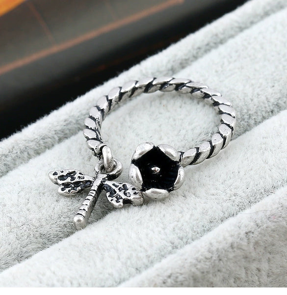 Women's Alloy Drop Shape Dripping Oil Open Letter Adjustable Ring