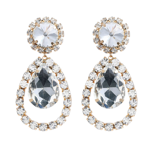 Women's Alloy Drop Shaped Geometric Style Diamond Earrings For Autumn And Winter