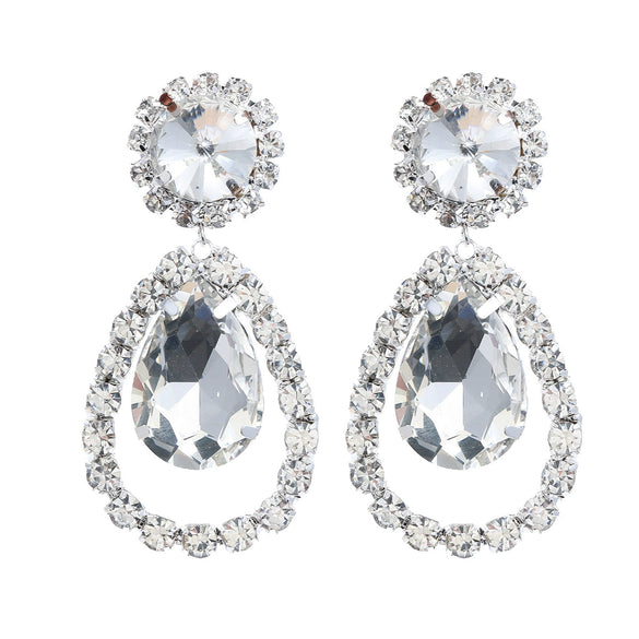 Women's Alloy Drop Shaped Geometric Style Diamond Earrings For Autumn And Winter