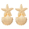 Women's Alloy Earrings With Marine Elements Starfish And Conch Animal Zodiac Style Electroplated