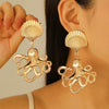 Women's Alloy Earrings With Marine Elements Starfish And Conch Animal Zodiac Style Electroplated