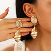 Women's Alloy Earrings With Marine Elements Starfish And Conch Animal Zodiac Style Electroplated