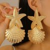 Women's Alloy Earrings With Marine Elements Starfish And Conch Animal Zodiac Style Electroplated