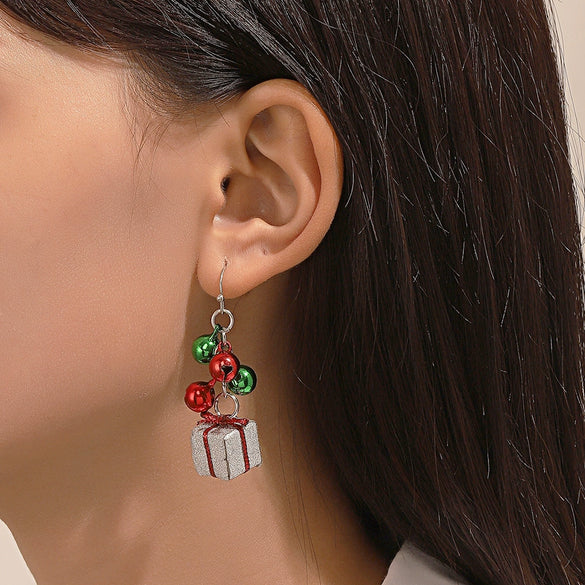 Women's Alloy Electroplated Christmas Earrings With Cartoon Characters And Geometric Patterns