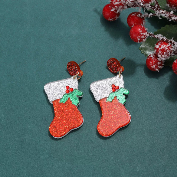 Women's Alloy Electroplated Christmas Earrings With Cartoon Characters And Geometric Patterns