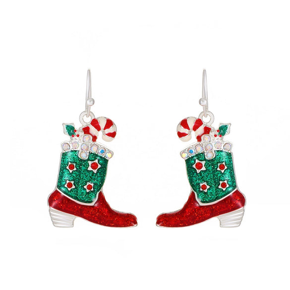 Women's Alloy Electroplated Christmas Earrings With Cartoon Characters And Geometric Patterns