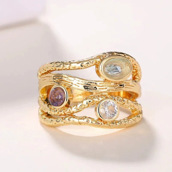 Women's Alloy Electroplated Geometric And Floral Ring And Bracelet