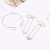 Women's Alloy Electroplated Hollow Cat Coconut Tree And Leaf Charm Bracelet Set Fashion Three Piece Bracelet
