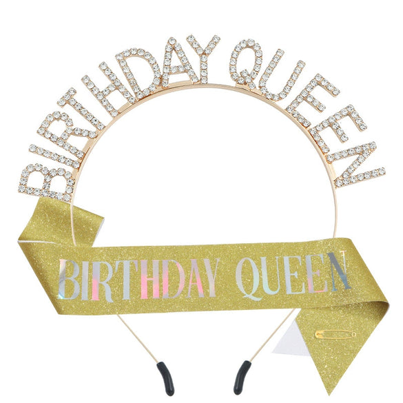 Women's Alloy Electroplated Rhinestone Headband Crown Belt For Birthday