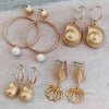 Women's Alloy Electroplated Shell And Conch Earrings Geometric Marine Life Scallop Drop Earrings Set