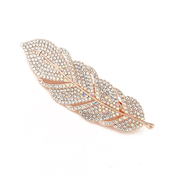 Women's Alloy Electroplating Diamond Leaves Hairpin Spring Clip Headwear