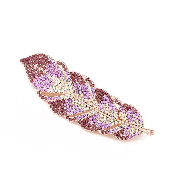 Women's Alloy Electroplating Diamond Leaves Hairpin Spring Clip Headwear