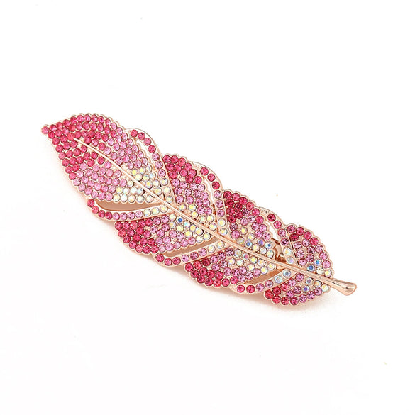 Women's Alloy Electroplating Diamond Leaves Hairpin Spring Clip Headwear