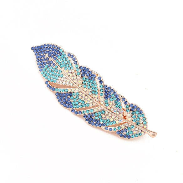 Women's Alloy Electroplating Diamond Leaves Hairpin Spring Clip Headwear