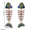 Women's Alloy Exaggerated Fashion Long Fishbone Earrings Inlaid With Colorful Rhinestones And Pearl Geometric Simple Style