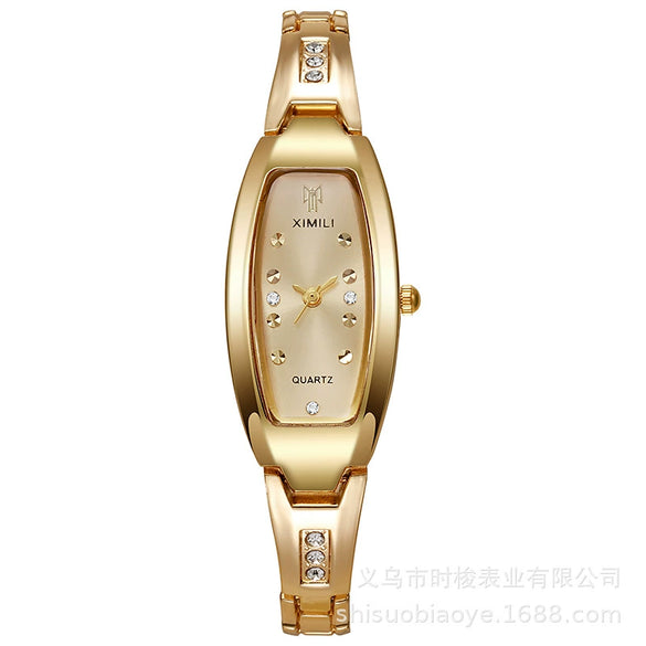 Women's Alloy Fashion Rectangle Dial Barrel Quartz Bracelet Watch