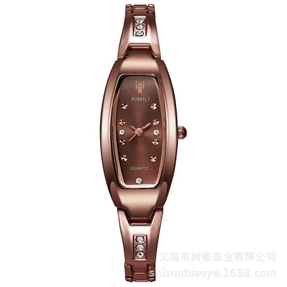 Women's Alloy Fashion Rectangle Dial Barrel Quartz Bracelet Watch