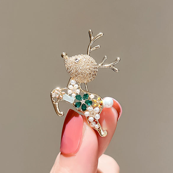 Women's Alloy Fawn Brooch Electroplated Luxury Allmatch Pin Clothes Accessory