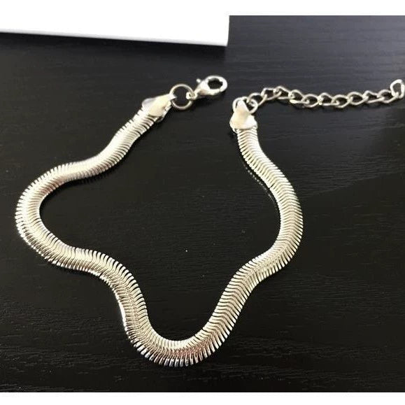 Women’s Alloy Fish Scale Anklet And Snake Bone Chain Bracelet Geometric Metal Chain Jewelry