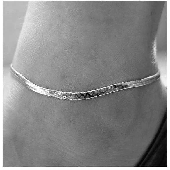 Women’s Alloy Fish Scale Anklet And Snake Bone Chain Bracelet Geometric Metal Chain Jewelry