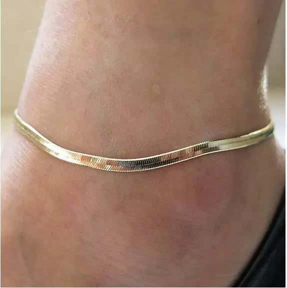 Women’s Alloy Fish Scale Anklet And Snake Bone Chain Bracelet Geometric Metal Chain Jewelry